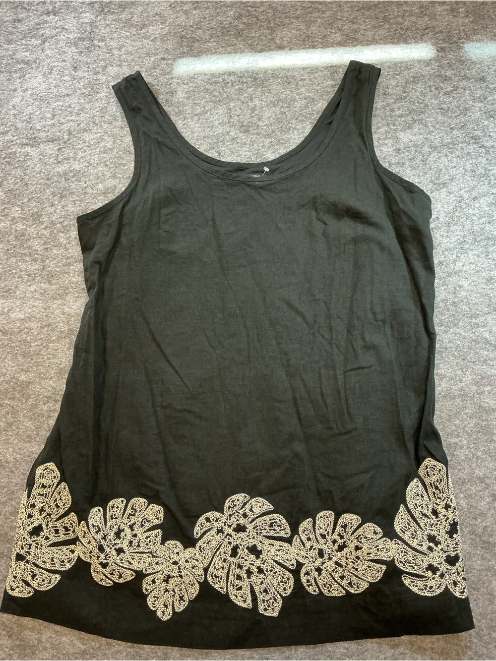 Banana Republic Black Tank Dress with White Leaf Embroidery Size XXL
